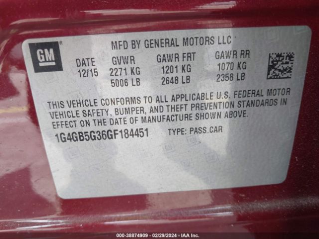 1G4GB5G36GF184451 Buick Lacrosse Leather