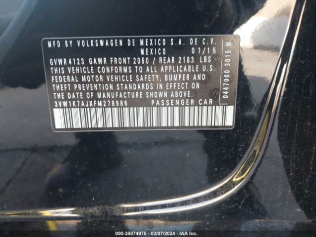 2015 VOLKSWAGEN JETTA 3VW1K7AJXFM278986 Photo 8