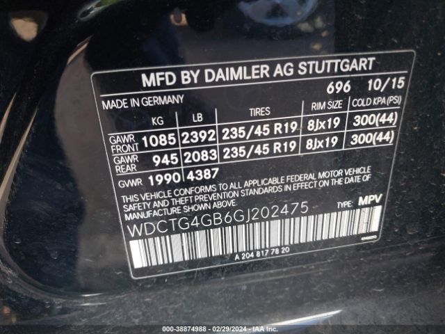 WDCTG4GB6GJ202475 Mercedes-Benz Gla 250 4matic