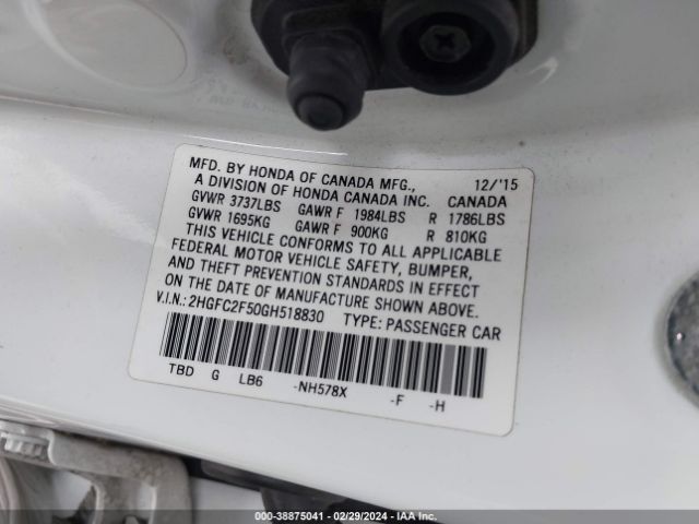 2HGFC2F50GH518830 Honda Civic Lx