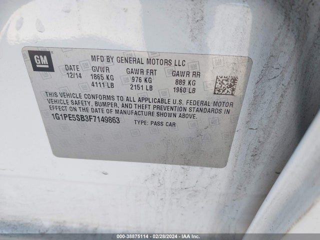 Chevrolet Cruze 2lt Auto 2015 1G1PE5SB3F7149863 Image 9