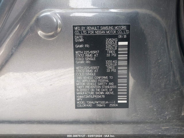 Nissan ROGUE S 2018 KNMAT2MT6JP619478 Image 9