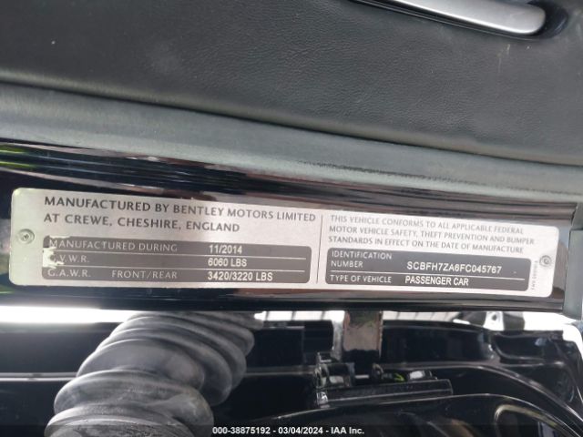 2015 BENTLEY CONTINENTAL GT SCBFH7ZA6FC045767 Photo 8