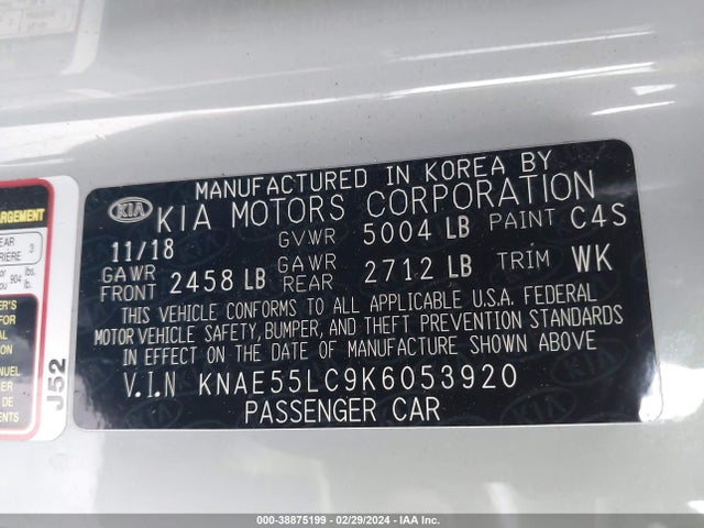 KIA Stinger Gt2 2019 KNAE55LC9K6053920 Image 9