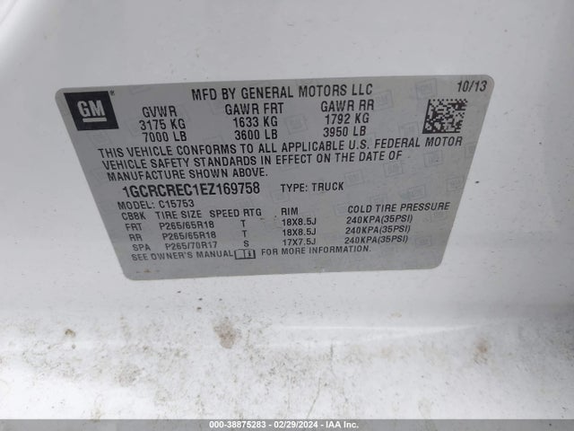 Chevrolet Silverado 1500 1lt 2014 1GCRCREC1EZ169758 Image 9