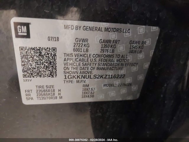 GMC Acadia Slt-1 2019 1GKKNULS2KZ116222 Image 9