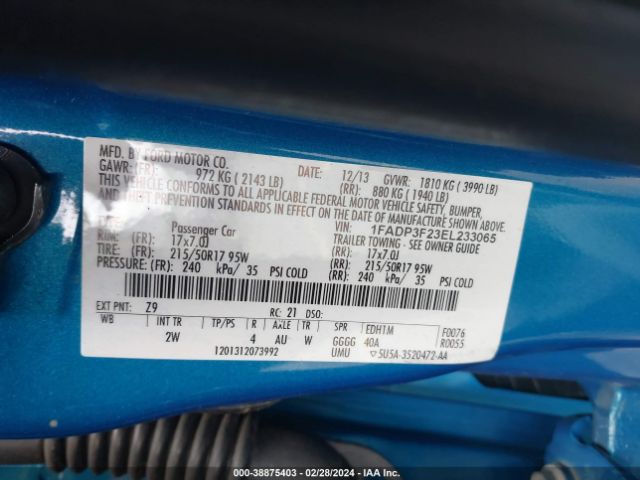 1FADP3F23EL233065 Ford FOCUS SE