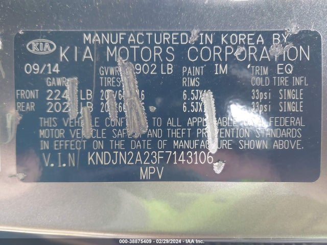 KIA Soul 2015 KNDJN2A23F7143106 Image 9