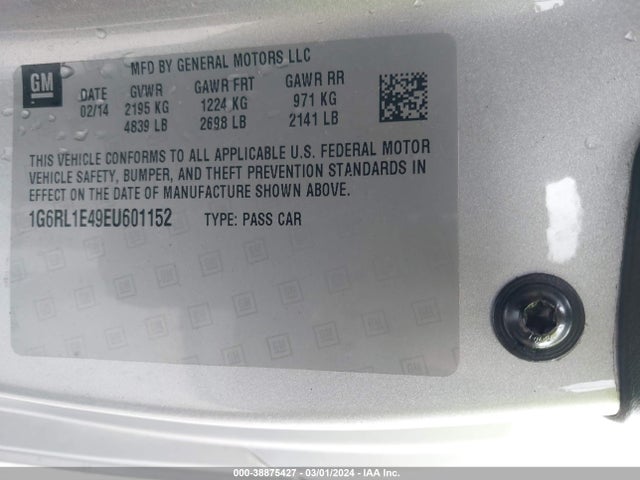 1G6RL1E49EU601152 Cadillac Elr Standard