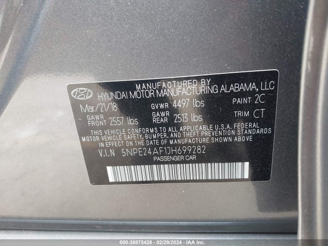 Hyundai SONATA SE 2018 5NPE24AF1JH699282 Image 9