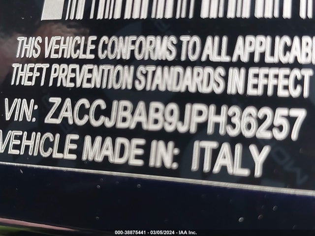 ZACCJBAB9JPH36257 Jeep Renegade Sport 4x4