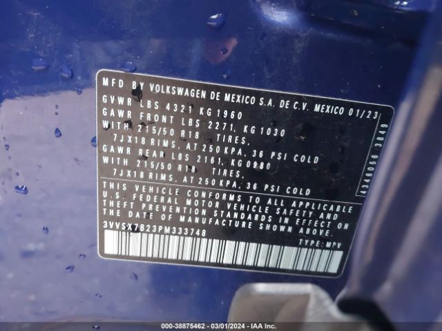 3VVSX7B23PM333748 Volkswagen Taos 1.5t Se
