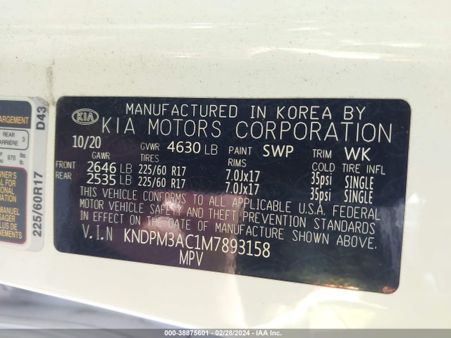 KIA Sportage Lx 2021 KNDPM3AC1M7893158 Image 9