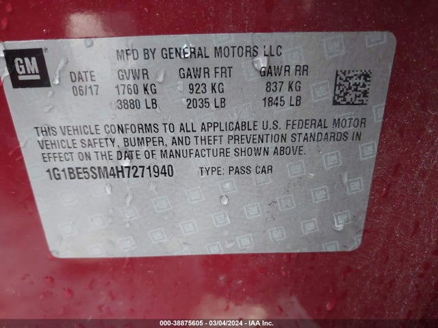 Chevrolet Cruze Lt Auto 2017 1G1BE5SM4H7271940 Image 9