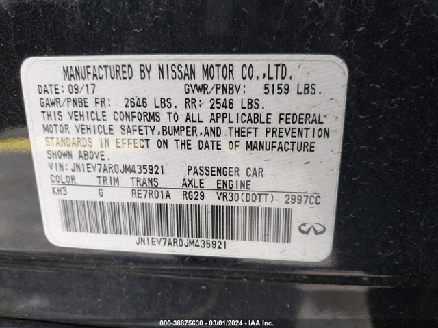 Infiniti Q50 3.0t Sport 2018 JN1EV7AR0JM435921 Image 9