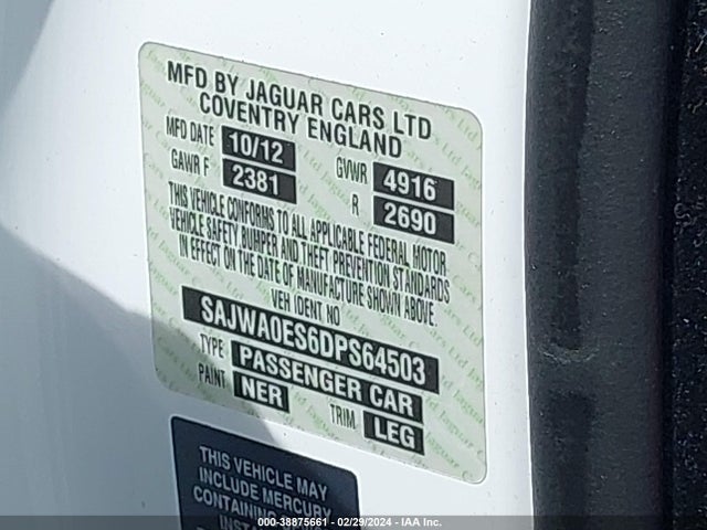 2013 JAGUAR XF SAJWA0ES6DPS64503 Photo 8