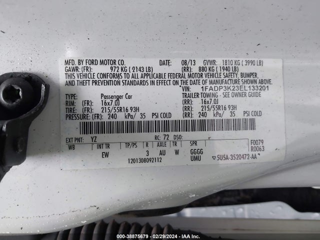 Ford FOCUS SE 2014 1FADP3K23EL133201 Image 9