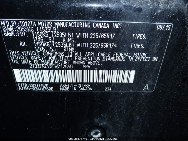 Toyota RAV4 LE 2015 2T3ZFREV5FW212640 Image 9