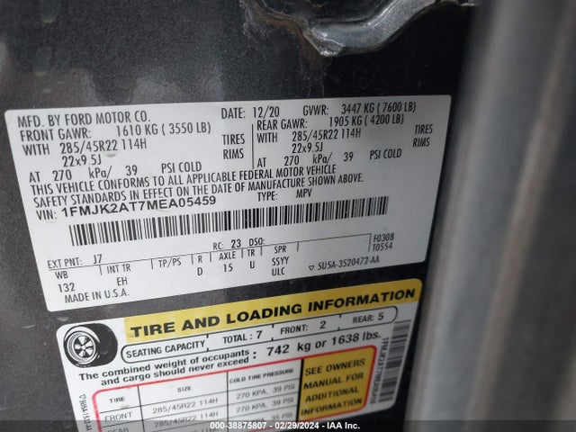 Ford Expedition Limited Max 2021 1FMJK2AT7MEA05459 Image 9