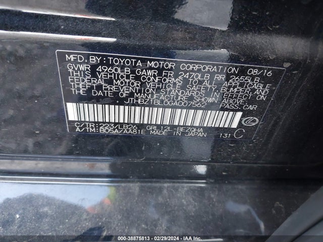 JTHBZ1BL0GA007562 Lexus Gs 350 F Sport
