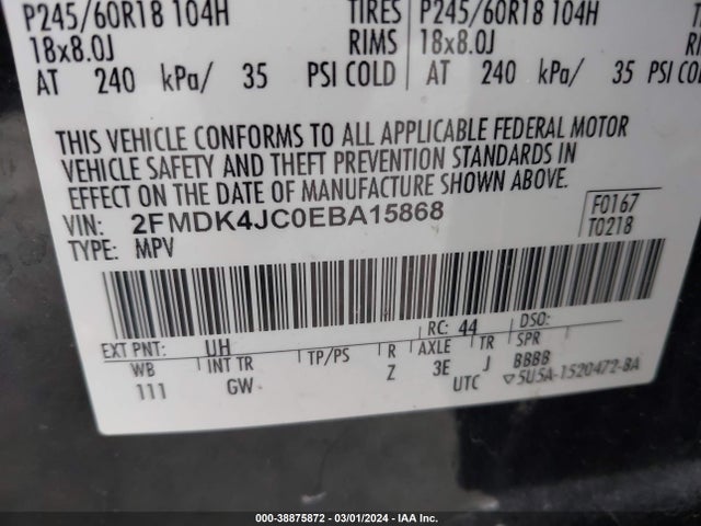Ford EDGE SEL 2014 2FMDK4JC0EBA15868 Image 9