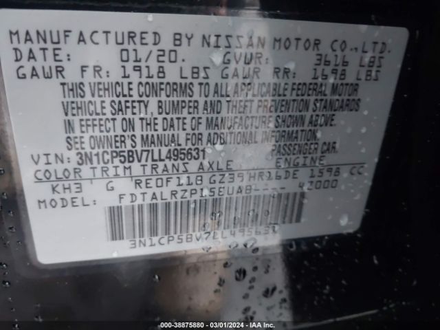 3N1CP5BV7LL495631 Nissan Kicks S Xtronic Cvt