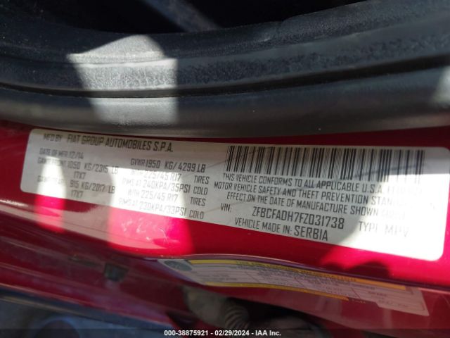 ZFBCFADH7FZ031738 Fiat 500l Urbana Trekking