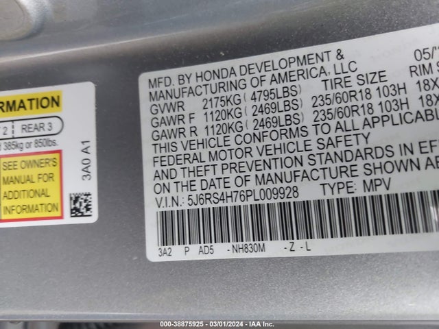 Honda Cr-v Ex-l Awd 2023 5J6RS4H76PL009928 Image 9