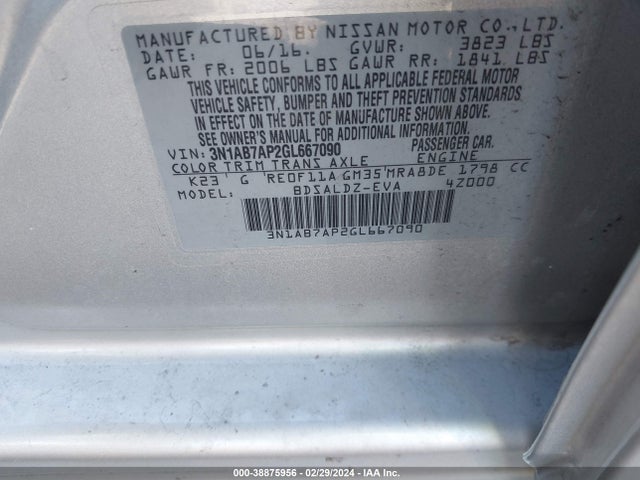 Nissan SENTRA SV 2016 3N1AB7AP2GL667090 Image 9