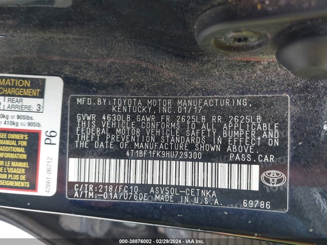 Toyota CAMRY LE 2017 4T1BF1FK9HU729300 Image 9