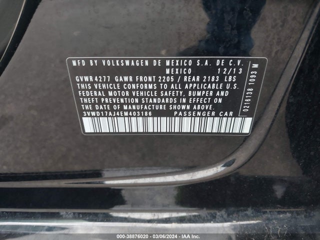 3VWD17AJ4EM403186 Volkswagen Jetta 1.8t Se