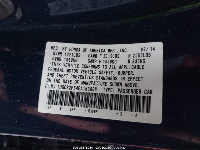 Honda Accord Ex-l 2014 1HGCR2F84EA160008 Image 9