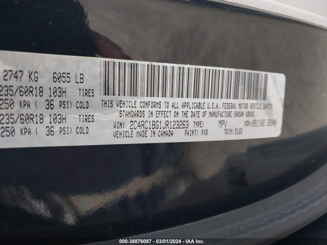 Chrysler Pacifica Touring L 2018 2C4RC1BG1JR123263 Image 9