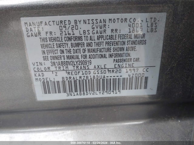 Nissan Sentra Sr Xtronic Cvt 2020 3N1AB8DV2LY290919 Image 9