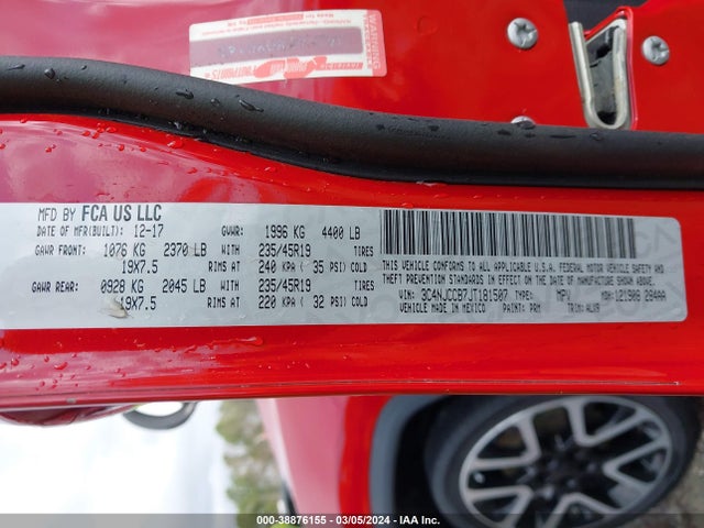 3C4NJCCB7JT181507 Jeep Compass Limited Fwd
