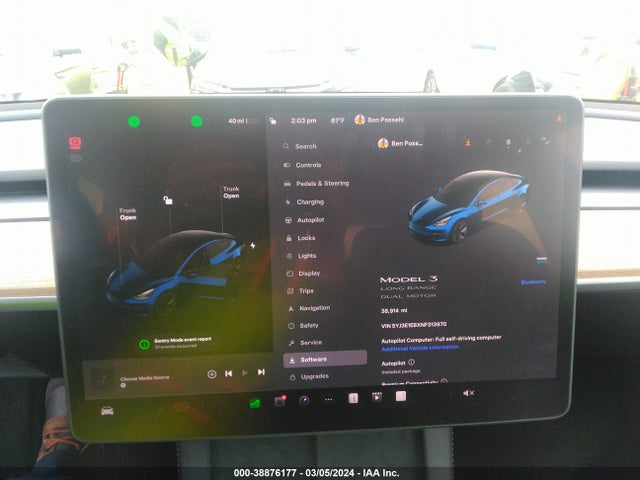 5YJ3E1EBXNF313970 Tesla Model 3 Long Range Dual Motor All-wheel Drive