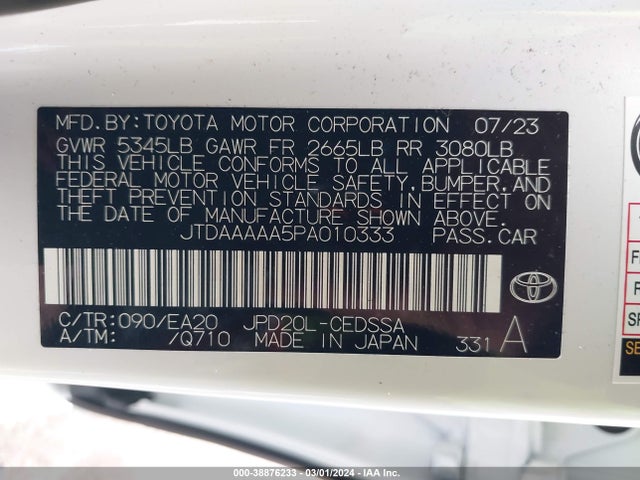 Toyota Mirai Xle 2023 JTDAAAAA5PA010333 Image 9