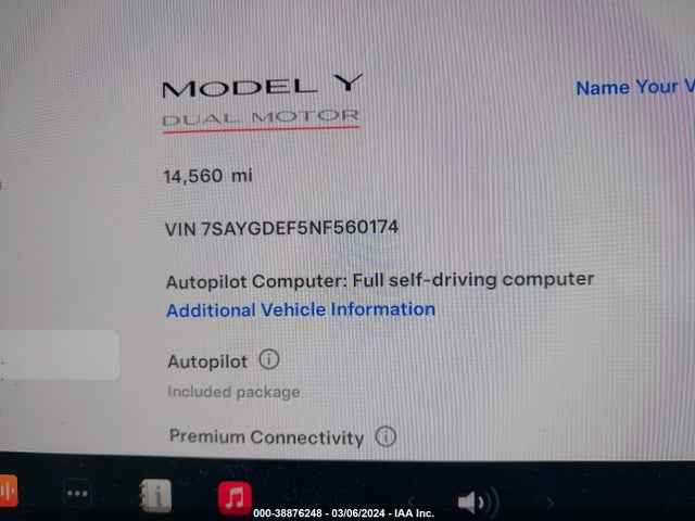 7SAYGDEF5NF560174 Tesla Model Y Performance Dual Motor All-wheel Drive