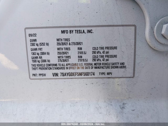 7SAYGDEF5NF560174 Tesla Model Y Performance Dual Motor All-wheel Drive