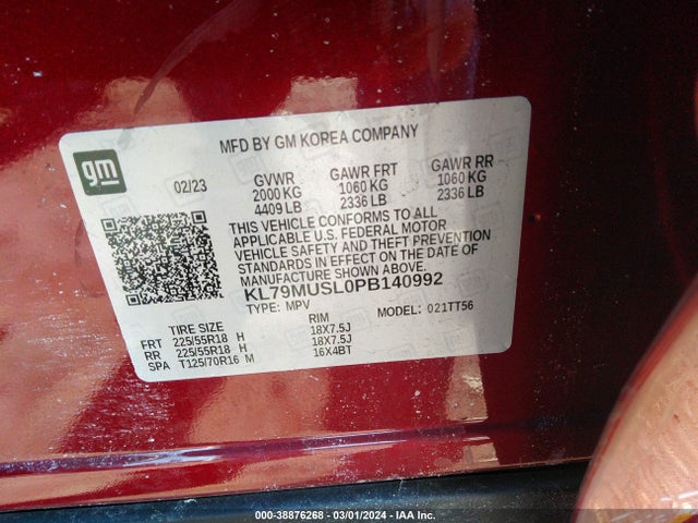 Chevrolet Trailblazer Awd Rs 2023 KL79MUSL0PB140992 Image 9