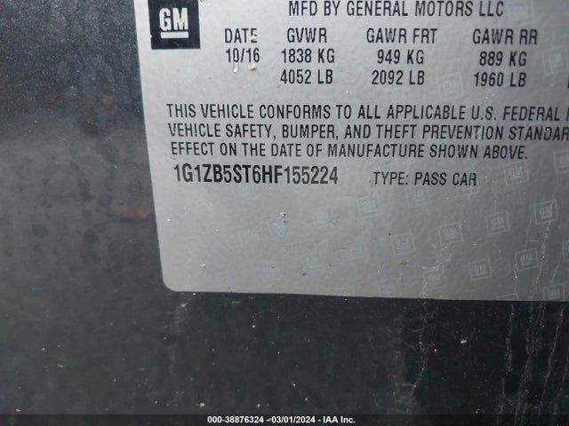 Chevrolet MALIBU LS 2017 1G1ZB5ST6HF155224 Image 9