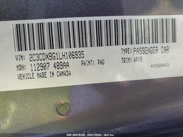 Dodge Charger Sxt Rwd 2020 2C3CDXBG1LH106935 Image 9
