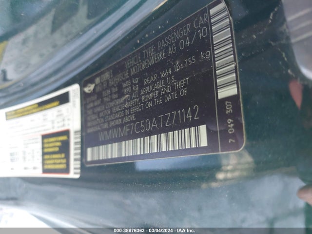 2010 MINI COOPER S WMWMF7C50ATZ71142 Photo 8