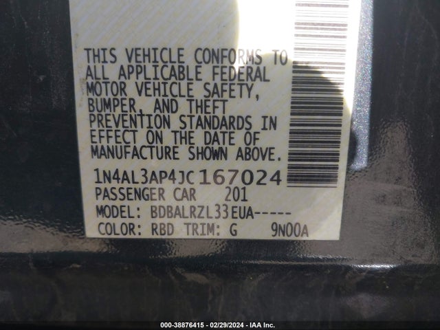 Nissan Altima 2.5 Sl 2018 1N4AL3AP4JC167024 Image 9