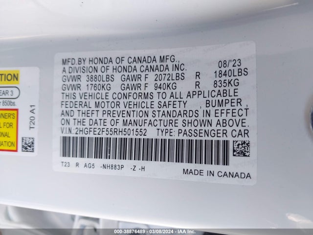 Honda Civic Sport 2024 2HGFE2F55RH501552 Image 9