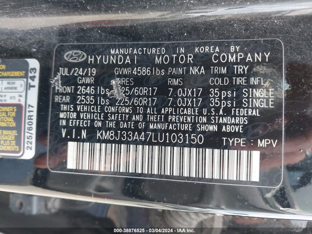 Hyundai Tucson Value 2020 KM8J33A47LU103150 Image 9