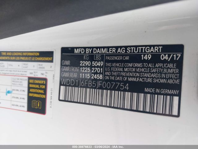 WDD1J6FB5JF007754 Mercedes-Benz E 400