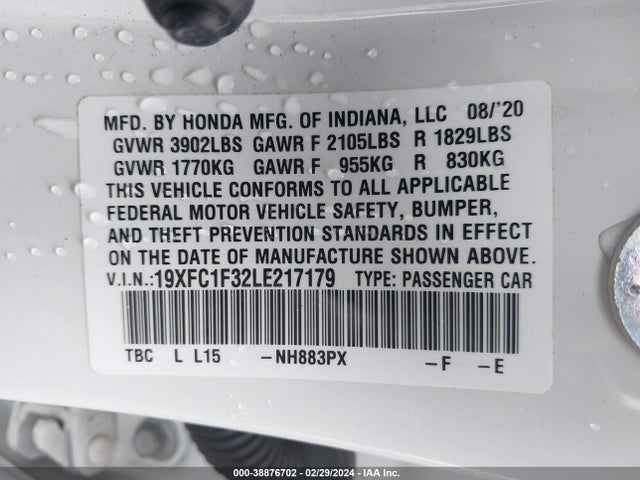 Honda CIVIC EX 2020 19XFC1F32LE217179 Image 9