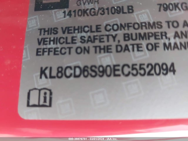 Chevrolet Spark 1lt Auto 2014 KL8CD6S90EC552094 Image 9