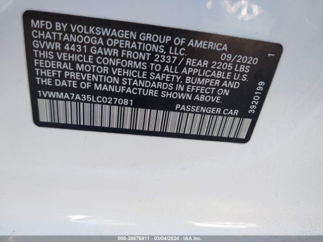 1VWMA7A35LC027081 Volkswagen Passat 2.0t R-line